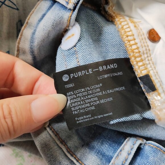 Purple Brand Outlined Monogram Indigo Skinny Jeans - Picture 4 of 12